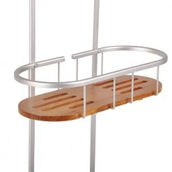 Utopia Alley Tia Over-the-Showerhead Caddy in Rustproof Satin Chrome Finish with 3 Teak Shelves 13 Utopia Alley Tia Over-the-Showerhead Caddy in Rustproof Satin Chrome Finish with 3 Teak Shelves -Toilet Storage Shop satin chrome utopia alley shower caddies shc6tk 4f 1000