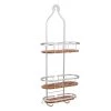 Utopia Alley Tia Over-the-Showerhead Caddy in Rustproof Satin Chrome Finish with 3 Teak Shelves 1 Utopia Alley Tia Over-the-Showerhead Caddy in Rustproof Satin Chrome Finish with 3 Teak Shelves -Toilet Storage Shop satin chrome utopia alley shower caddies shc6tk 64 1000