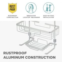 Zenna Home Rustproof Aluminum Large Shower Caddy in Satin Chrome 9 Zenna Home Rustproof Aluminum Large Shower Caddy in Satin Chrome -Toilet Storage Shop satin chrome zenna home shower caddies 7402al 4f 1000