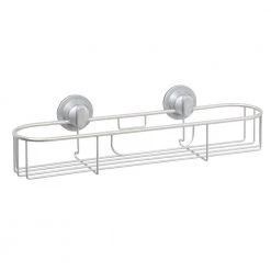 Zenna Home NeverRust Aluminum Power Grip Pro Dual Mount Long Shelf in Satin Chrome