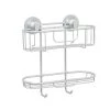 Zenna Home NeverRust Aluminum Power Grip Pro Dual Mount 2-Tier Caddy in Satin Chrome 2 Zenna Home NeverRust Aluminum Power Grip Pro Dual Mount 2-Tier Caddy in Satin Chrome -Toilet Storage Shop satin chrome zenna home shower caddies 7467all 64 1000