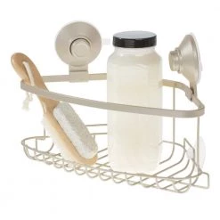 IDESIGN Everett Push Lock Suction Corner Basket in Satin -Toilet Storage Shop satin idesign shower caddies 23590cx c3 1000