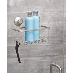 IDESIGN Everett Push Lock Suction Basket in Satin -Toilet Storage Shop satin idesign shower caddies 23591cx 4f 1000