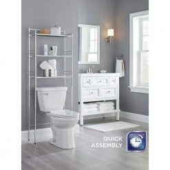 Glacier Bay Slat Style 24 in. W x 9.5 in. D x 64.5 in. H Nickel Over-the-Toilet Storage -Toilet Storage Shop satin nickel glacier bay over the toilet storage 3465nnhd 1f 1000