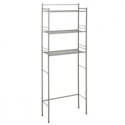 Toilet Storage Shop 15 Glacier Bay Slat Style 24 in. W x 9.5 in. D x 64.5 in. H Nickel Over-the-Toilet Storage