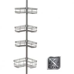 Glacier Bay "L" Style Tension Corner Pole Caddy in Satin Nickel with 4 Shelves 15 Glacier Bay "L" Style Tension Corner Pole Caddy in Satin Nickel with 4 Shelves -Toilet Storage Shop satin nickel glacier bay shower caddies 2130nnhd 31 1000