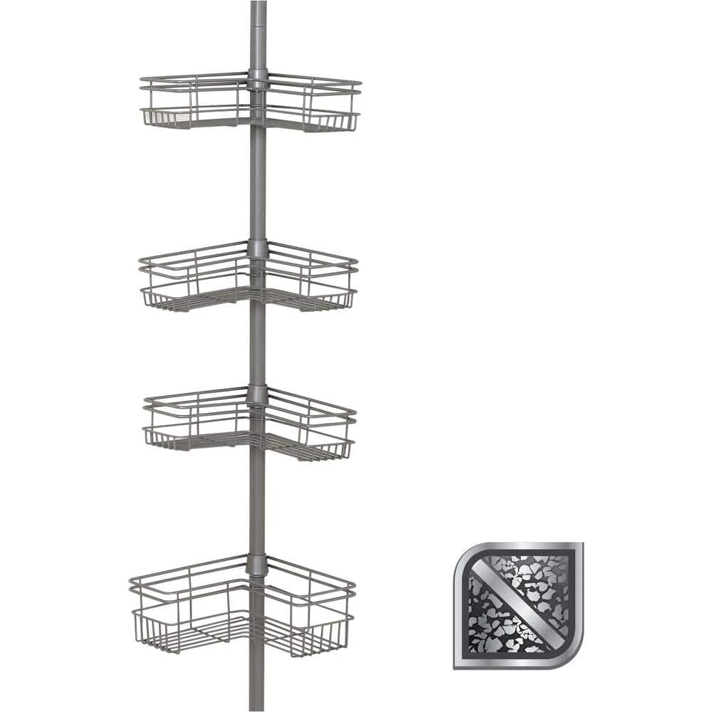 Glacier Bay "L" Style Tension Corner Pole Caddy in Satin Nickel with 4 Shelves 9 Glacier Bay "L" Style Tension Corner Pole Caddy in Satin Nickel with 4 Shelves - Image 7