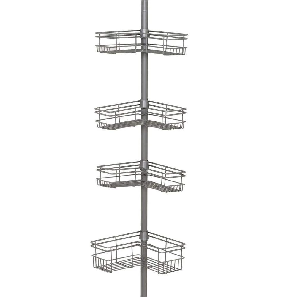 Glacier Bay "L" Style Tension Corner Pole Caddy in Satin Nickel with 4 Shelves 3 Glacier Bay "L" Style Tension Corner Pole Caddy in Satin Nickel with 4 Shelves