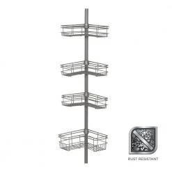 Glacier Bay "L" Style Tension Corner Pole Caddy in Satin Nickel with 4 Shelves 14 Glacier Bay "L" Style Tension Corner Pole Caddy in Satin Nickel with 4 Shelves -Toilet Storage Shop satin nickel glacier bay shower caddies 2130nnhd 66 1000