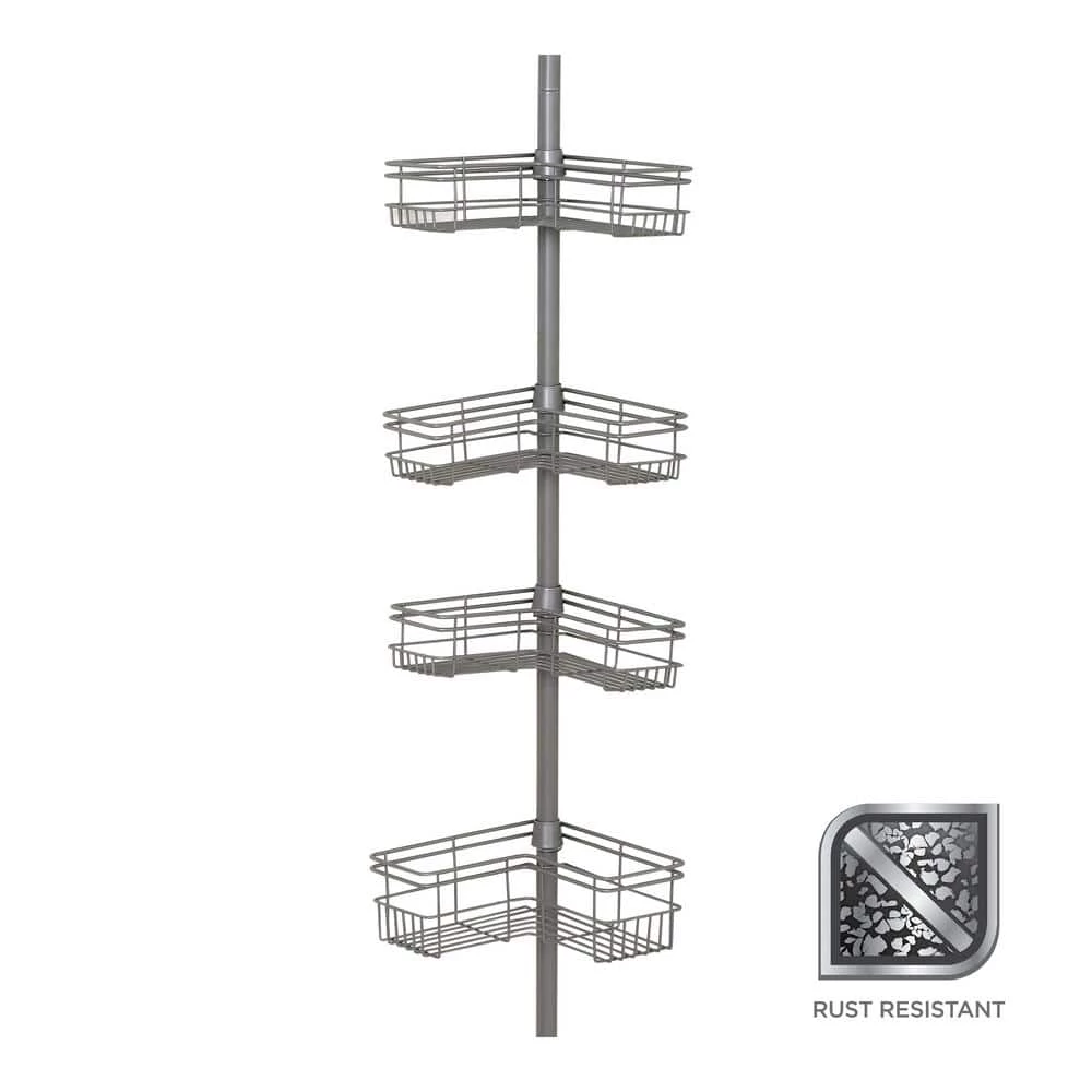 Glacier Bay "L" Style Tension Corner Pole Caddy in Satin Nickel with 4 Shelves 8 Glacier Bay "L" Style Tension Corner Pole Caddy in Satin Nickel with 4 Shelves - Image 6