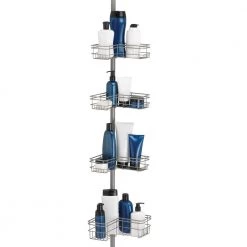 Glacier Bay "L" Style Tension Corner Pole Caddy in Satin Nickel with 4 Shelves 12 Glacier Bay "L" Style Tension Corner Pole Caddy in Satin Nickel with 4 Shelves -Toilet Storage Shop satin nickel glacier bay shower caddies 2130nnhd a0 1000