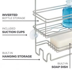 Glacier Bay Large OTS Shower Caddy in Satin Nickel -Toilet Storage Shop satin nickel glacier bay shower caddies 7501nnhd 1f 1000