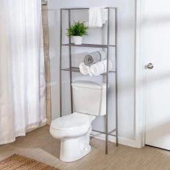 Honey-Can-Do 10 in. W x 62 in. H x 25 in. D Space Saver in Chrome -Toilet Storage Shop satin nickel honey can do over the toilet storage bth 08463 31 1000