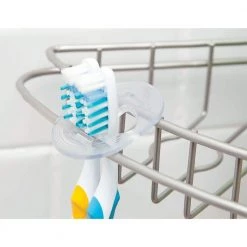 Kenney 3-Tier Stainless Steel Spring Tension Shower Corner Pole Caddy with Four Clip-on Hooks and Razor Holders in Satin Nickel -Toilet Storage Shop satin nickel kenney shower caddies kn61520v1 44 1000