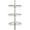 Kenney 3-Tier Stainless Steel Spring Tension Shower Corner Pole Caddy with Four Clip-on Hooks and Razor Holders in Satin Nickel -Toilet Storage Shop satin nickel kenney shower caddies kn61520v1 64 1000