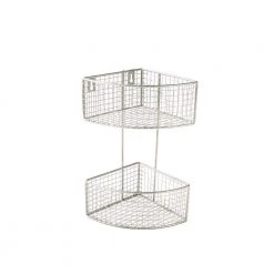 Spectrum Grid 10.125 in. W x 7.375 in. D x 14.125 in. H 2-Tier Corner Basket in Satin Nickel Powder Coat -Toilet Storage Shop satin nickel spectrum shower caddies 16377 c3 1000