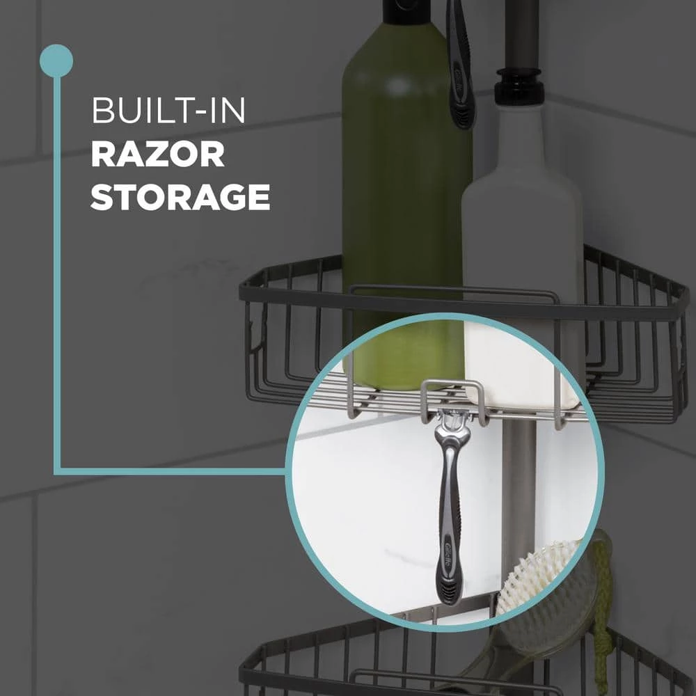 Zenna Home 4-Tier Tension Pole Shower Caddy in Satin Nickel 7 Zenna Home 4-Tier Tension Pole Shower Caddy in Satin Nickel - Image 5