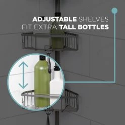 Zenna Home 4-Tier Tension Pole Shower Caddy in Satin Nickel 11 Zenna Home 4-Tier Tension Pole Shower Caddy in Satin Nickel -Toilet Storage Shop satin nickel zenna home shower caddies e2157nnl 4f 1000