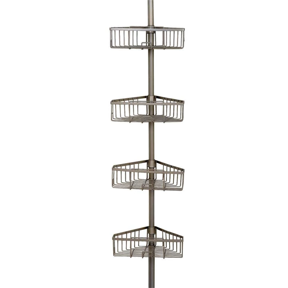 Zenna Home 4-Tier Tension Pole Shower Caddy in Satin Nickel 3 Zenna Home 4-Tier Tension Pole Shower Caddy in Satin Nickel