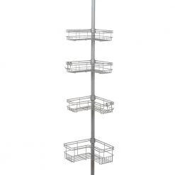 Zenna Home 4-Tier Tension Pole Shower Caddy in Satin Nickel