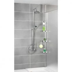 Wenko Premium Tension Pole Caddy Aluminum -Toilet Storage Shop satinised wenko shower caddies 20349100 31 1000