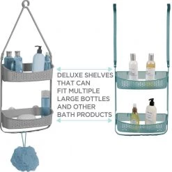 Bath Bliss 2-Way Convertible Shower Caddy in Sea Glass -Toilet Storage Shop seaglass bath bliss shower caddies 27190 seaglass 4f 1000