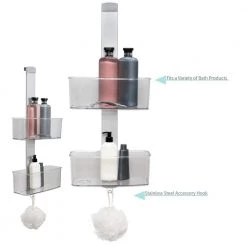 Bath Bliss Adjustable Rust Proof Aluminum 2 Tier Glass Door Shower Caddy 11 Bath Bliss Adjustable Rust Proof Aluminum 2 Tier Glass Door Shower Caddy -Toilet Storage Shop silver bath bliss shower caddies 23952 1f 1000