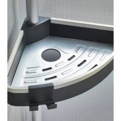 Wenko Telescopic Tension-Mounted Corner Shelf Wave 13 Wenko Telescopic Tension-Mounted Corner Shelf Wave -Toilet Storage Shop silver black wenko shower caddies 22827100 44 1000