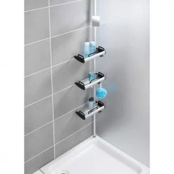 Wenko Telescopic Tension Pole Shelf Line -Toilet Storage Shop silver black wenko shower caddies 22828100 4f 1000