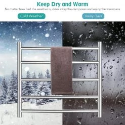 Costway 5-Towel Holders Electric Heated Towel Warmer Wall Mount Drying Rack 304 Stainless Steel in Silver -Toilet Storage Shop silver costway towel warmers es10008us 1f 1000