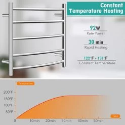 Costway 5-Towel Holders Electric Heated Towel Warmer Wall Mount Drying Rack 304 Stainless Steel in Silver -Toilet Storage Shop silver costway towel warmers es10008us 44 1000