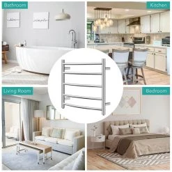 Costway 5-Towel Holders Electric Heated Towel Warmer Wall Mount Drying Rack 304 Stainless Steel in Silver -Toilet Storage Shop silver costway towel warmers es10008us fa 1000