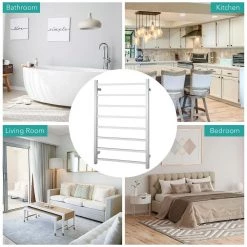 Costway 145W Electric Towel Warmer Wall Mounted Heated Drying Rack 8 Square Bars 14 Costway 145W Electric Towel Warmer Wall Mounted Heated Drying Rack 8 Square Bars -Toilet Storage Shop silver costway towel warmers es10009us 1d 1000