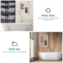 Costway 145W Electric Towel Warmer Wall Mounted Heated Drying Rack 8 Square Bars 21 Costway 145W Electric Towel Warmer Wall Mounted Heated Drying Rack 8 Square Bars -Toilet Storage Shop silver costway towel warmers es10009us 76 1000