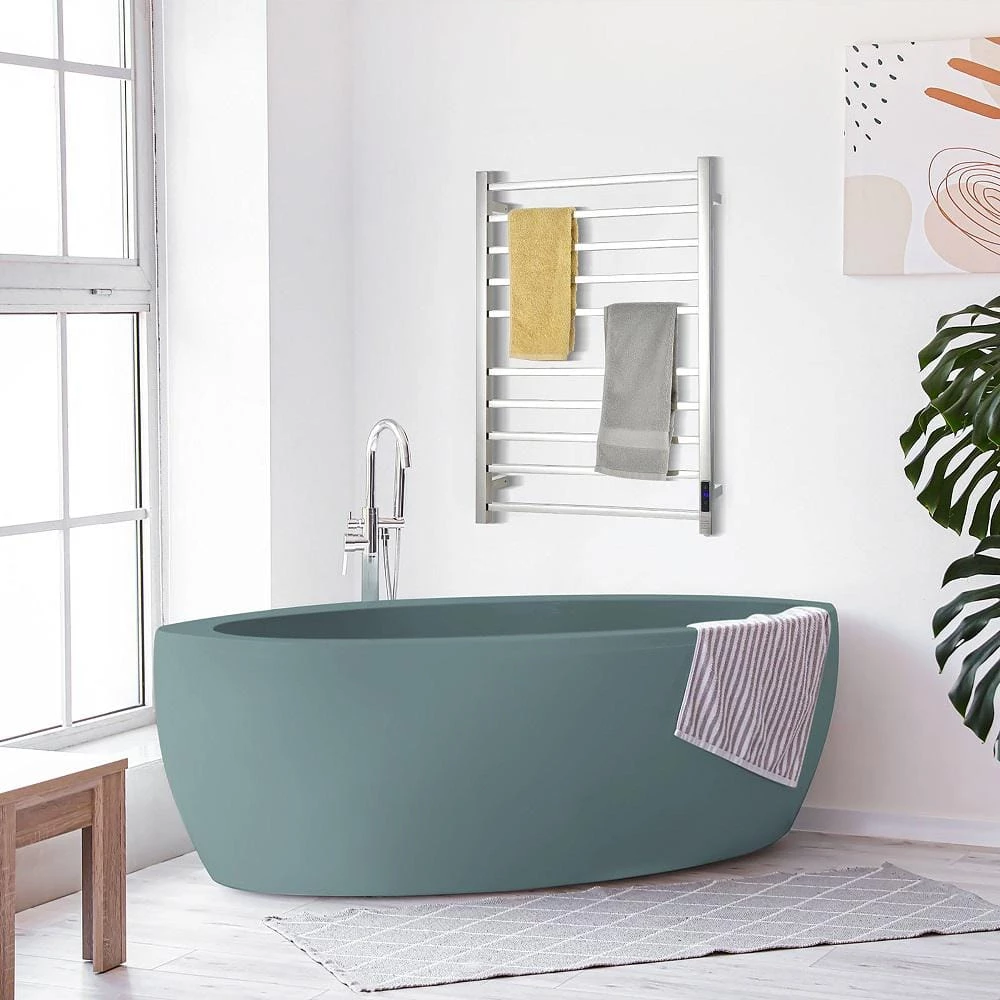 Costway 10 Bar Towel Warmer Wall Mounted Electric Heated Towel Rack w/Built-in Timer Silver 4 Costway 10 Bar Towel Warmer Wall Mounted Electric Heated Towel Rack w/Built-in Timer Silver - Image 2