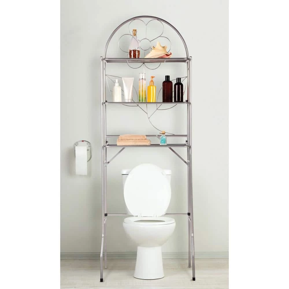 J&V TEXTILES Fresh Home 24.5 in. W x 68.11 in. H x 14.17 in. D Silver Metal 3-Shelf Over the Toilet Storage Space Saver in Silver 3 J&V TEXTILES Fresh Home 24.5 in. W x 68.11 in. H x 14.17 in. D Silver Metal 3-Shelf Over the Toilet Storage Space Saver in Silver