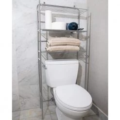 Mind Reader 23.6 in. W x 57.50 in. H x 10 in. D Silver Over-the-Toilet Storage -Toilet Storage Shop silver mind reader over the toilet storage 3toilr sil 31 1000
