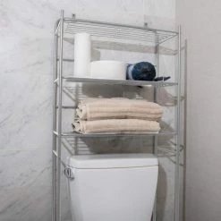 Mind Reader 23.6 in. W x 57.50 in. H x 10 in. D Silver Over-the-Toilet Storage -Toilet Storage Shop silver mind reader over the toilet storage 3toilr sil 76 1000