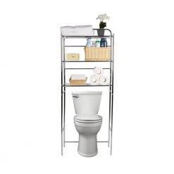 Mind Reader 23.6 in. W x 57.50 in. H x 10 in. D Silver Over-the-Toilet Storage -Toilet Storage Shop silver mind reader over the toilet storage 3toilr sil c3 1000