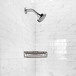 Design House 6 in. Modern Wall Mounted Stainless Steel Corner Shower Basket -Toilet Storage Shop stainless steel design house shower caddies 588939 ss 31 1000