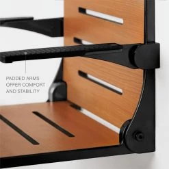 SEACHROME Silhouette Comfort Folding Wall Mount Shower Bench Seat with Arms, Teak Seat with Matte Black Frame -Toilet Storage Shop teak seat with matte black frame seachrome shower seats shafar 185155 pts s mb bk 1f 1000