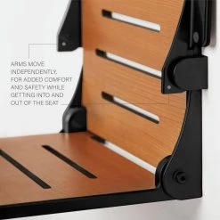 SEACHROME Silhouette Comfort Folding Wall Mount Shower Bench Seat with Arms, Teak Seat with Matte Black Frame -Toilet Storage Shop teak seat with matte black frame seachrome shower seats shafar 185155 pts s mb bk fa 1000