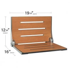 SEACHROME Silhouette Folding Wall Mount Shower Bench Seat in Teak Seat with Silver Frame 14 SEACHROME Silhouette Folding Wall Mount Shower Bench Seat in Teak Seat with Silver Frame -Toilet Storage Shop teak seat with silver frame seachrome shower seats shaf pts s sl c3 1000