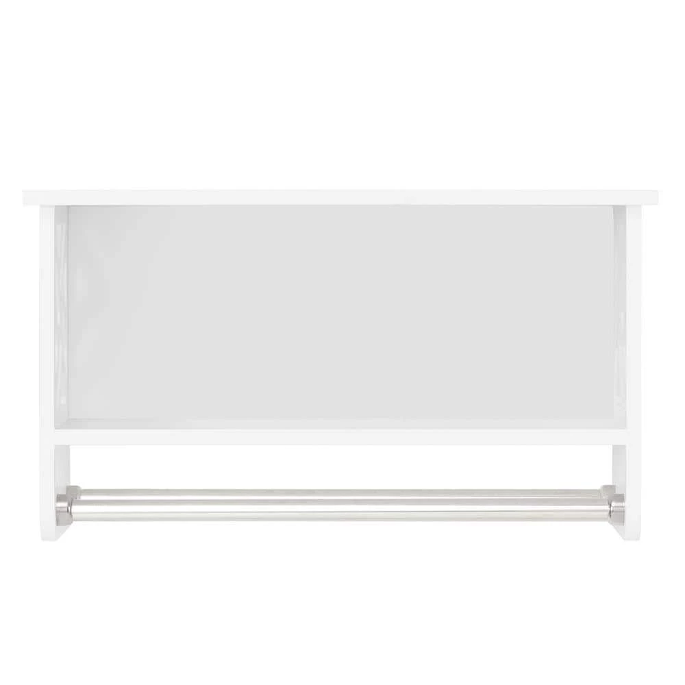 Alaterre Furniture Coventry 27 in. W Over Toilet Open Storage Shelf, 25 in. W Bath Shelf with 2-Towel Rods Space Saver in White 5 Alaterre Furniture Coventry 27 in. W Over Toilet Open Storage Shelf, 25 in. W Bath Shelf with 2-Towel Rods Space Saver in White - Image 3