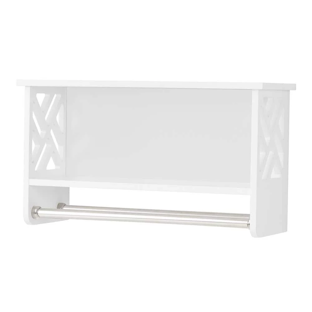Alaterre Furniture Coventry 27 in. W Over Toilet Open Storage Shelf, 25 in. W Bath Shelf with 2-Towel Rods Space Saver in White 3 Alaterre Furniture Coventry 27 in. W Over Toilet Open Storage Shelf, 25 in. W Bath Shelf with 2-Towel Rods Space Saver in White