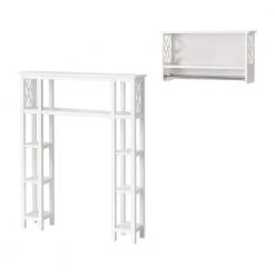 Toilet Storage Shop 39 Alaterre Furniture Coventry 39 in. W Over Toilet Open Shelving Unit Space Saver with Side Shelves, 25 in. W Shelf, 2-Towel Rods in White