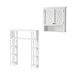 Toilet Storage Shop 37 Alaterre Furniture Coventry 39 in. W Over Toilet Open Shelving Unit Space Saver w Side Shelves, 27 in. W Wall White Cabinet with Open Shelf