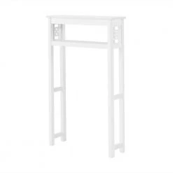 Alaterre Furniture Derby 27 in. W x 44 in. H x 8 in. D White Over-the-Toilet Storage Shelf