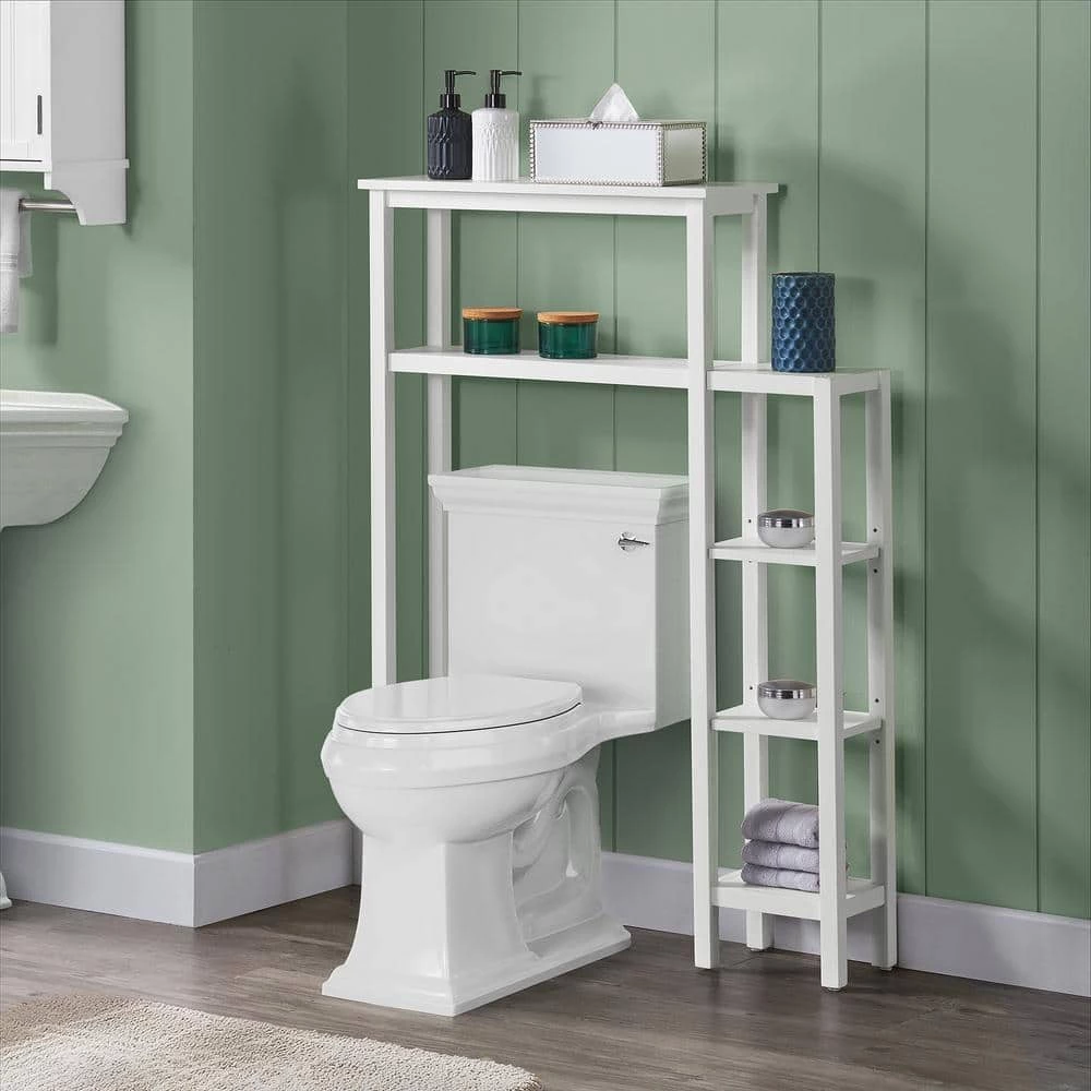 Alaterre Furniture Dover 35 in. W Over Toilet Space Saver with Side Shelving in White 4 Alaterre Furniture Dover 35 in. W Over Toilet Space Saver with Side Shelving in White - Image 2