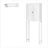 Alaterre Furniture Dover 27 in. W Over Toilet Hutch Space Saver with 2-Doors, 27 in. W Bathroom Shelf with 2-Towel Rods in White